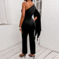 European And American Women's V-neck Jumpsuit Nine-point Pants