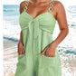 Women's Clothing Elegant Solid Color Metal Strap Pocket Short Casual Jumpsuit