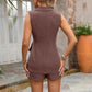 Solid Color Women's Fashion Leisure Suit Collar Vest Shorts Set