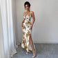 Printed Slip Dress, High-waisted Floral Maxi Dress