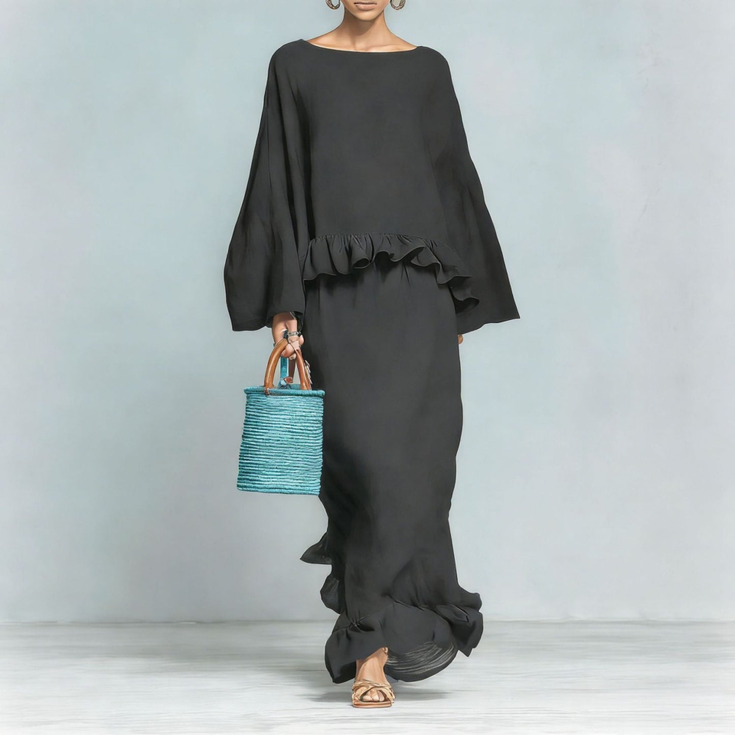 Womens Minimalist Shirt And Straight Skirt Set