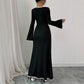 Temperament Square Neckline Famous Style Color Block Slim And Elegant Dress
