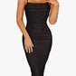 Mesh Fishbone Pleated Backless Sling Dress