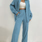 European And American Women's Clothing Solid Color Loose Drooping Smooth Pleated Casual Two-piece Suit