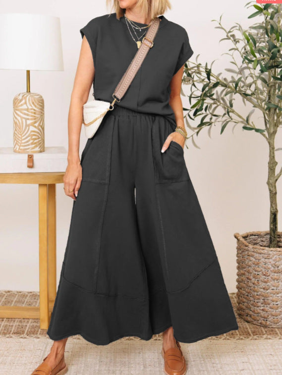 Sleeveless Colorblock Pocket Women's Suit