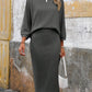 Long Sleeve Narrow Knit Casual Long Dress Suit