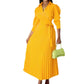 V-neck Long-sleeve Coat-pressed Dress With A Cinched Waist For Women