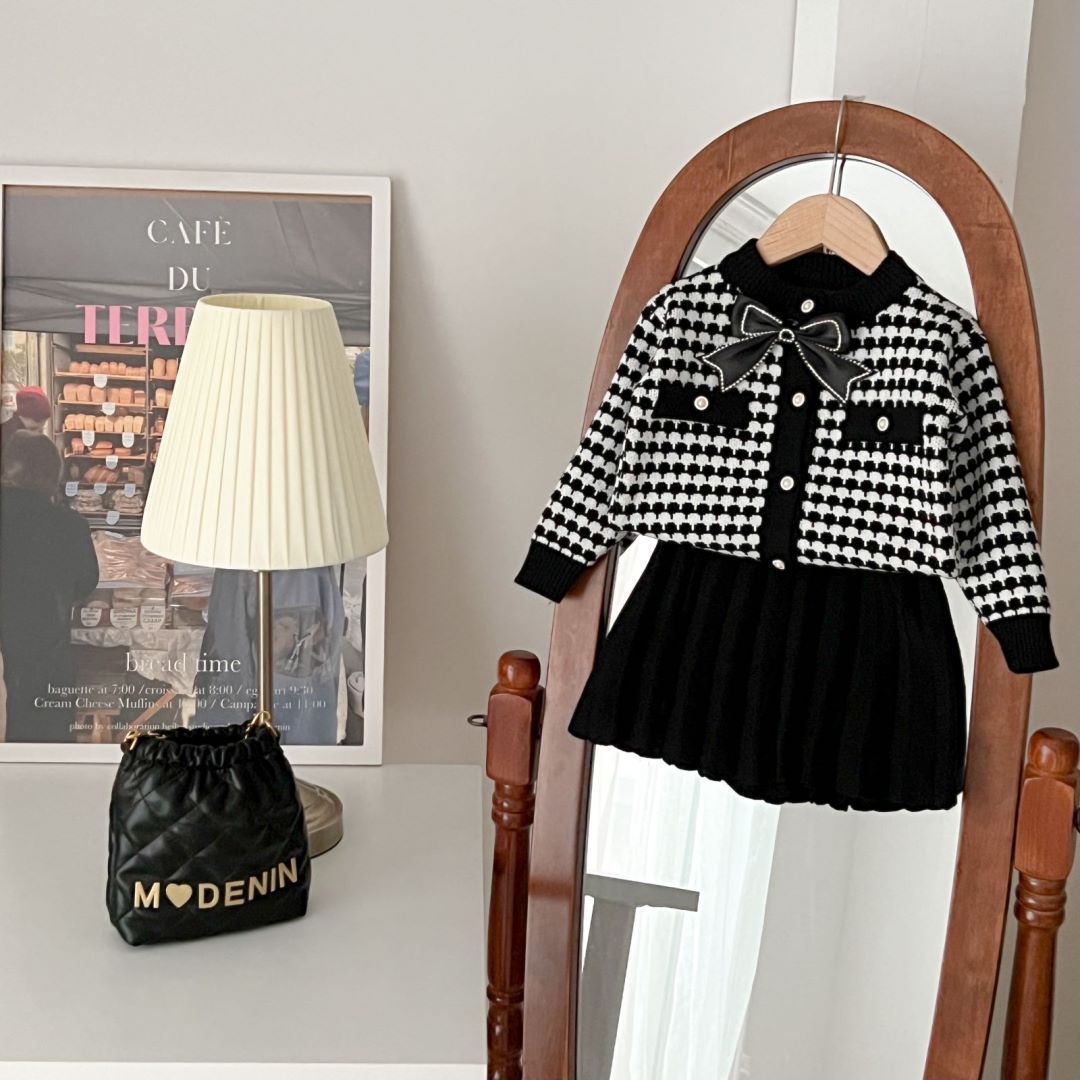 Cardigan Knitted Crew Neck Coat Skirt