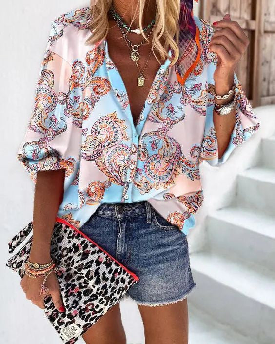 Women's Fashion Digital Printing Casual Shirt