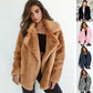 Plush Lapel Woolen Coat Women
