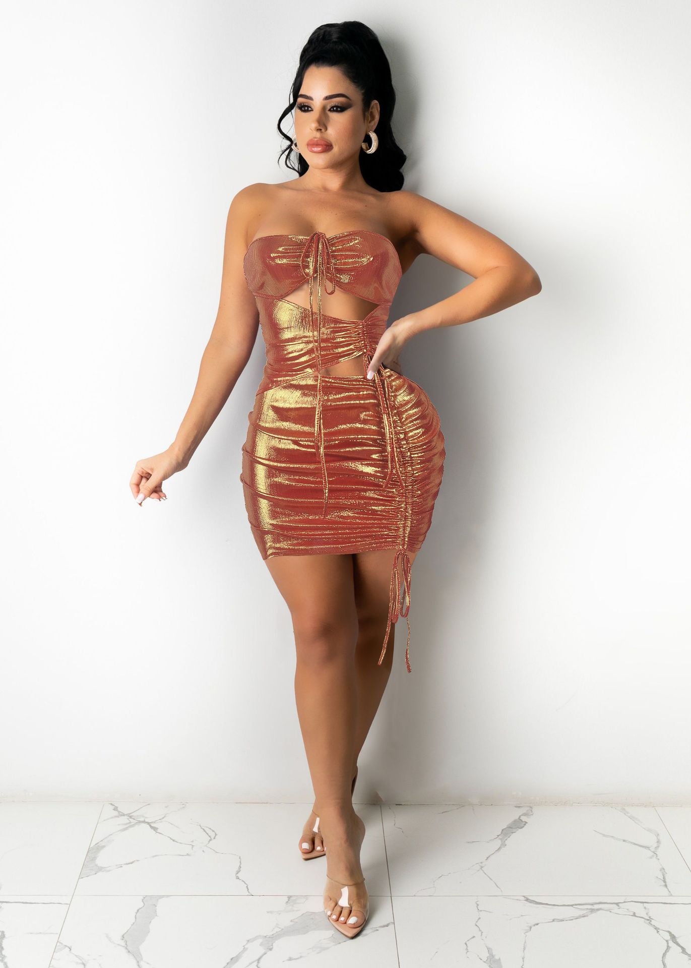 Chest Wrapped Hanging Neck And Buttocks Irregular Dress