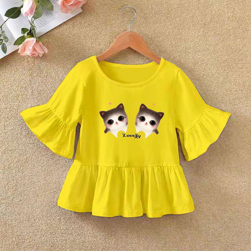 T-shirt à manches volantées pour enfant, bas d'été