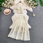 Hollowed-out Embroidered V-Neck Shirt With Ruffled Long Skirt