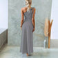 Robe rayée slim à une épaule et lacets pour femme