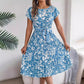 Robe plissée à manches courtes et ourlet large, élégante, style européen et américain