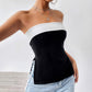 Contrast Color Tube Top Elegant Graceful Commuter Off-neck Tube Top