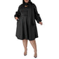 Long-sleeved Bubble Sleeve Midi Dress