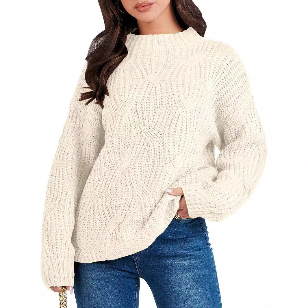 Pull ample décontracté en maille torsadée à épaules tombantes