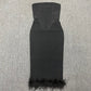Women's Tube Top Net Skirt Hemline Feather Sheath Dress