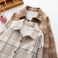 Women's Lazy Style Warm Woolen Coat With Thick Plaid Shirt