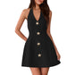 Elegant Halter V-Neck Sleeveless A-Line Mini Womens Short Party Gown
