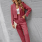 Solid Color Lapel Long Sleeve Dungarees Fashion Two-piece Suit