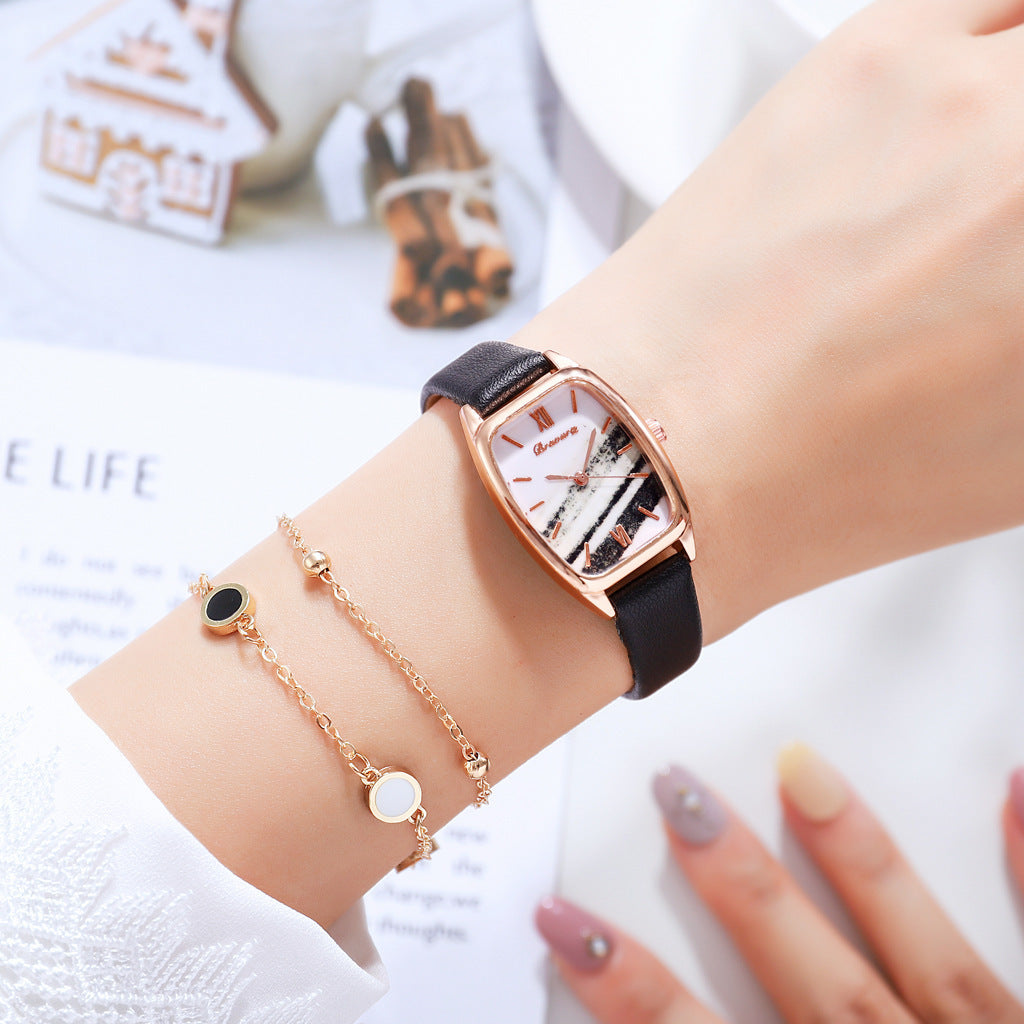 Classic Fashion Square Head Watch Pu Strap Quartz Watch