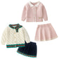 Ensemble cardigan et jupe en coton tricoté pour bébé fille