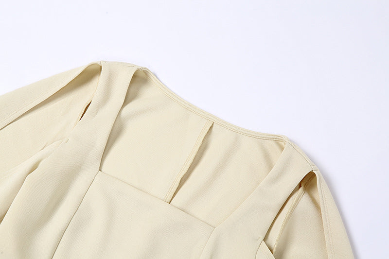 Square Neck Slim Wrap Hip Dress
