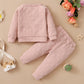 Ensemble printemps-automne pour garçons et filles, couleur bonbon, couleur unie, pois, col rond, manches longues, pantalon, vêtements pour enfants