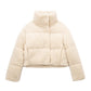 New Fashion Casual Stand Collar Long Sleeve Brushed Warm Cotton Suit Women