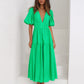 European And American Fashion Deep V Puff Sleeve Vacation Women's Dress