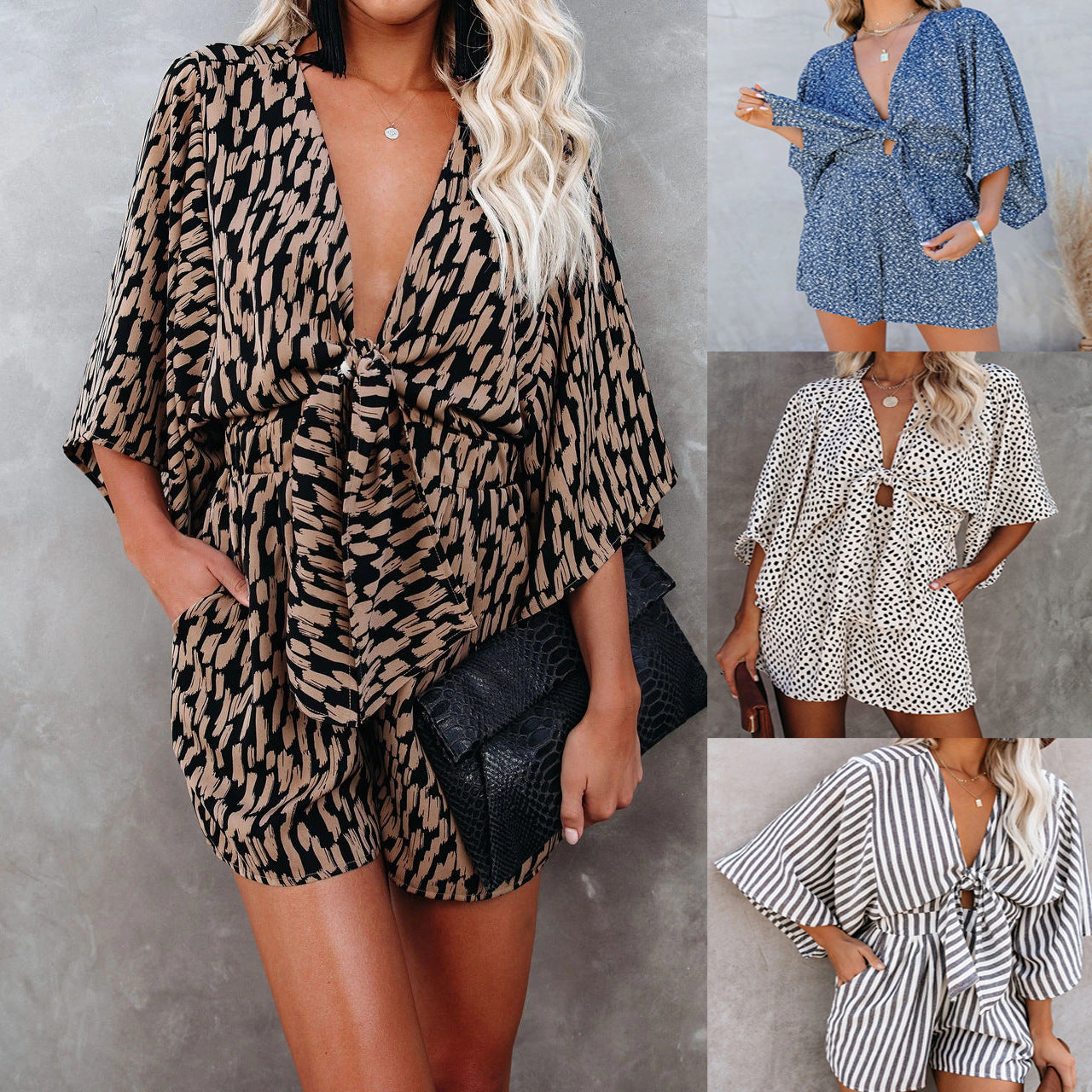 New V-Neck Wide Loose Jumpsuit For Women At Home And Holiday Style Jumpsuit