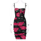 Ladies Printed Net Yarn Printed Sling Dress