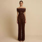 Women's Off-shoulder See-through Lace Split Slim-fit Sheath Dress