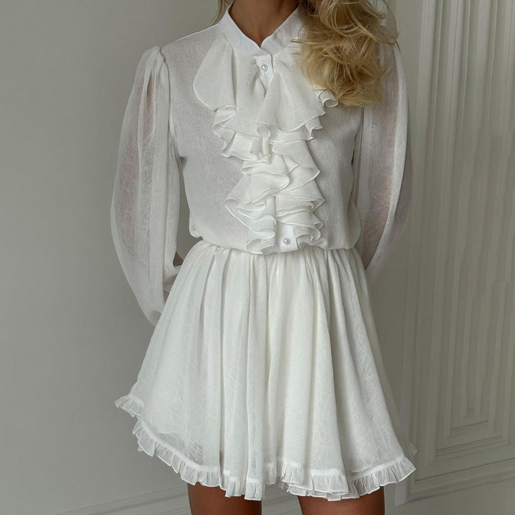 Robe courte à volants pour femme