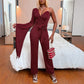 European And American Women's V-neck Jumpsuit Nine-point Pants