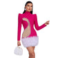 Rose Red Raglan Long Sleeve Ball Gown Dress