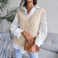 European And American Hollowed Out Twist V-neck Knitted Vest Sweater