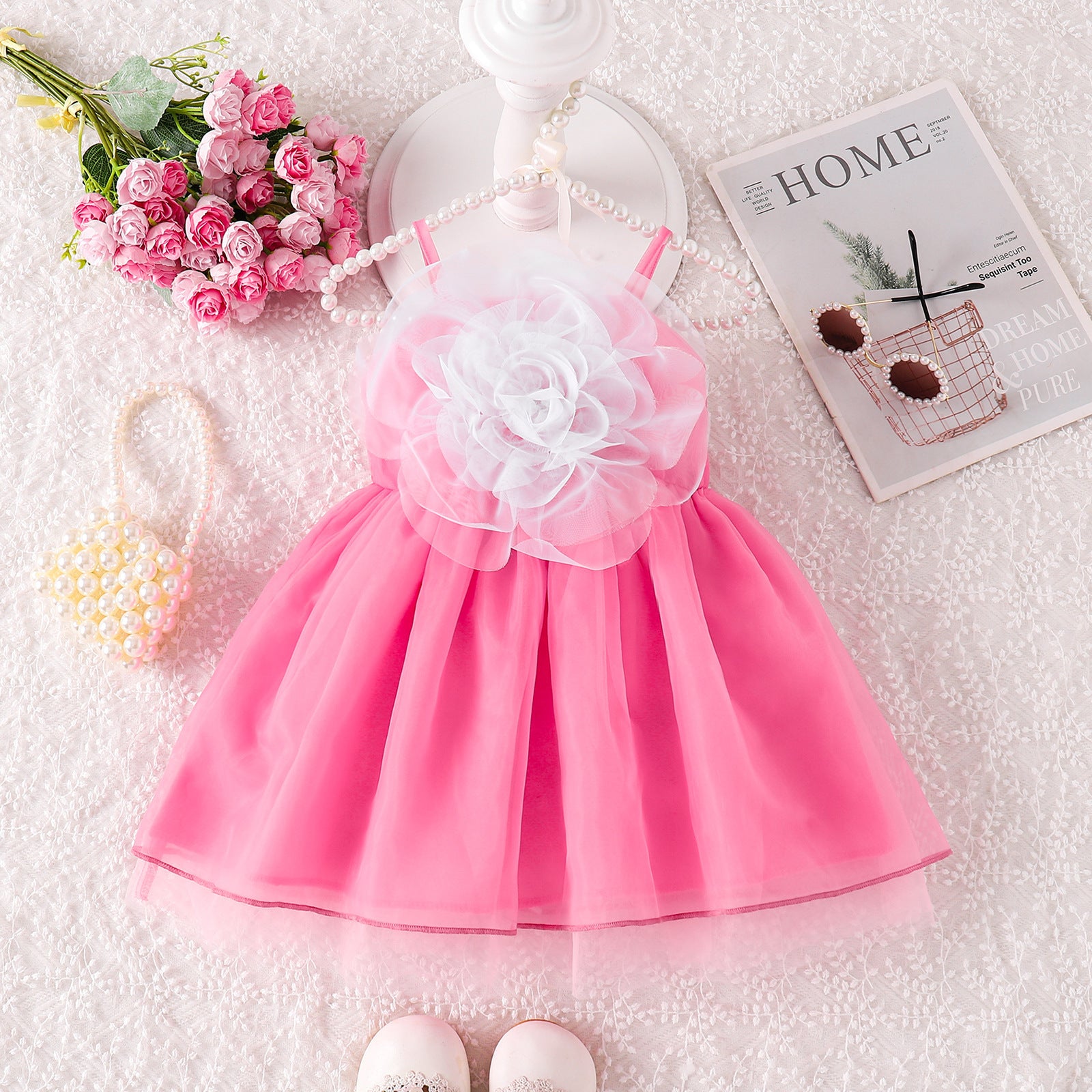 Floral Straps Puffy Fashion Stylish Dress