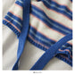 French Care Stripe Cropped Navel Halter Knit Tank Top