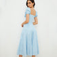 Women's Elegant Bubble Dress Floral Mesh Slit Dress
