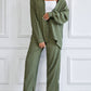 European And American Women's Clothing Solid Color Loose Drooping Smooth Pleated Casual Two-piece Suit