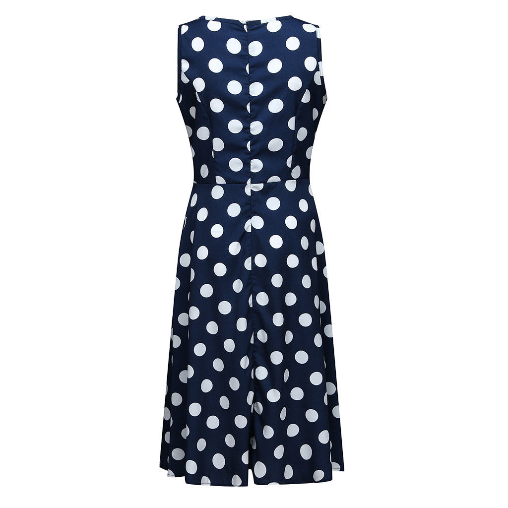 Women's Clothing Retro Sleeveless Large Swing Temperament Polka Dot Dress