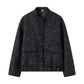 Sequined Long Sleeve Stand Collar Baseball Uniform Jacket Coat