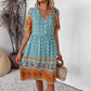 Women V-neck Short Sleeve Bohemian Print Dress