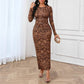 Cashew Pattern Retro Fashion Elegant Graceful Long Sleeve Dress
