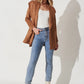 Women's Solid Color Suit Cardigan Large Lapel Suede Long Sleeve Coat