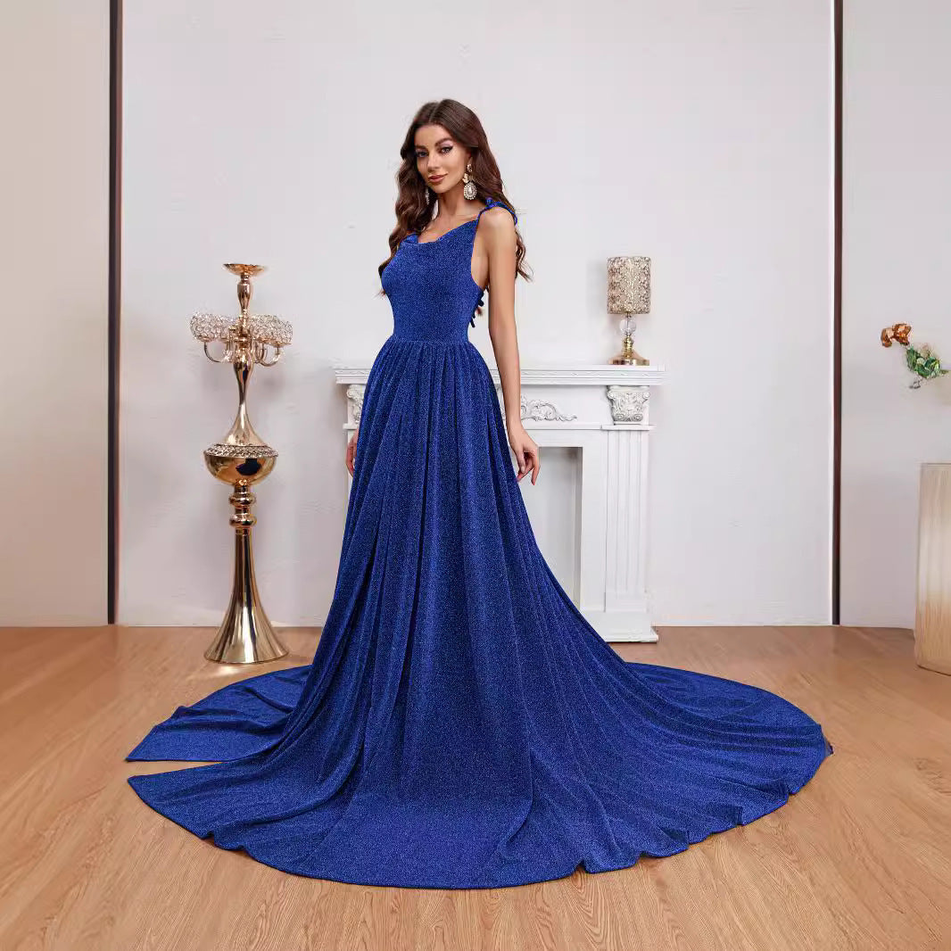 Tube Top Sequins Split Expansion Skirt Dress