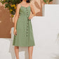 Strap Button Backless Dress Women